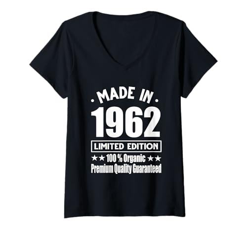 Damen Limitierte Auflage 1962 Geburtstag 1962 Geboren 1962 T-Shirt mit V-Ausschnitt Damen Limitierte Auflage 1962 Geburtstag 1962 Geboren 1962 T-Shirt mit V-Ausschnitt von Limited Edition 1962