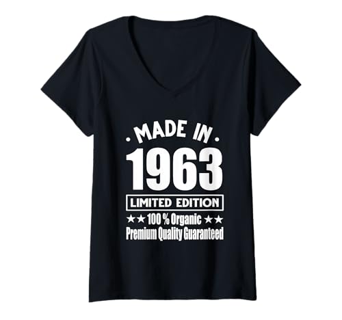 Damen Limitierte Auflage 1963 Geburtstag 1963 Geboren 1963 T-Shirt mit V-Ausschnitt von Limited Edition 1963