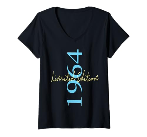 Damen Limitierte Auflage 1964 Geburtstag 1964 Geboren 1964 Vintage T-Shirt mit V-Ausschnitt Damen Limitierte Auflage 1964 Geburtstag 1964 Geboren 1964 Vintage T-Shirt mit V-Ausschnitt von Limited Edition 1964