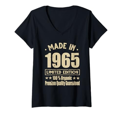 Damen Limitierte Auflage 1965 Geburtstag 1965 Geboren 1965 T-Shirt mit V-Ausschnitt Damen Limitierte Auflage 1965 Geburtstag 1965 Geboren 1965 T-Shirt mit V-Ausschnitt von Limited Edition 1965