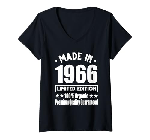 Damen Limitierte Auflage 1966 Geburtstag 1966 Geboren 1966 T-Shirt mit V-Ausschnitt Damen Limitierte Auflage 1966 Geburtstag 1966 Geboren 1966 T-Shirt mit V-Ausschnitt von Limited Edition 1966