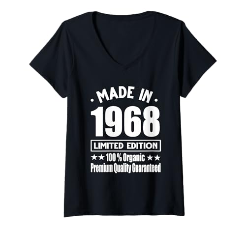 Damen Limitierte Auflage 1968 Geburtstag 1968 Geboren 1968 T-Shirt mit V-Ausschnitt Damen Limitierte Auflage 1968 Geburtstag 1968 Geboren 1968 T-Shirt mit V-Ausschnitt von Limited Edition 1968