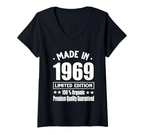 Damen Limitierte Auflage 1969 Geburtstag 1969 Geboren 1969 T-Shirt mit V-Ausschnitt von Limited Edition 1969