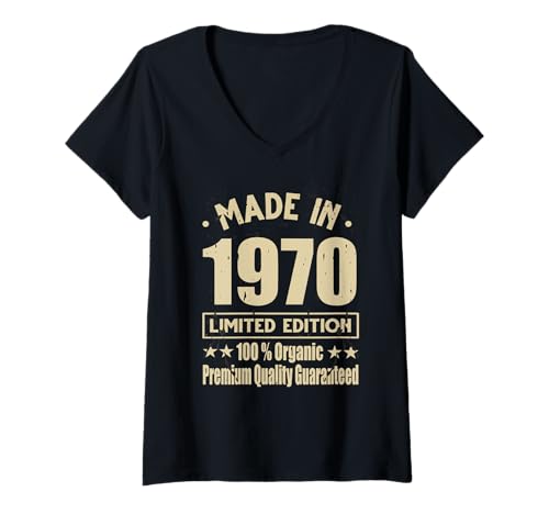 Damen Limitierte Auflage 1970 Geburtstag 1970 Geboren 1970 T-Shirt mit V-Ausschnitt Damen Limitierte Auflage 1970 Geburtstag 1970 Geboren 1970 T-Shirt mit V-Ausschnitt von Limited Edition 1970