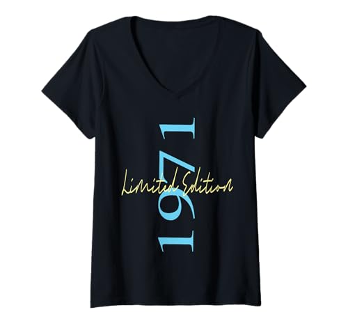 Damen Limitierte Auflage 1971 Geburtstag 1971 Born 1971 Vintage T-Shirt mit V-Ausschnitt Damen Limitierte Auflage 1971 Geburtstag 1971 Born 1971 Vintage T-Shirt mit V-Ausschnitt von Limited Edition 1971