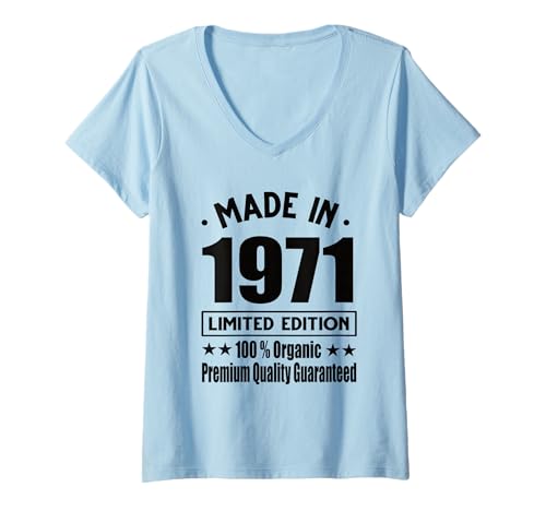Damen Limitierte Auflage 1971 Geburtstag 1971 Geboren 1971 T-Shirt mit V-Ausschnitt Damen Limitierte Auflage 1971 Geburtstag 1971 Geboren 1971 T-Shirt mit V-Ausschnitt von Limited Edition 1971
