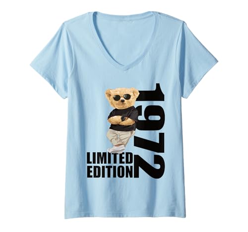 Damen Limited Edition 1972 Bär Bären Geburtstag 1972 Jahrgang 1972 T-Shirt mit V-Ausschnitt Damen Limited Edition 1972 Bär Bären Geburtstag 1972 Jahrgang 1972 T-Shirt mit V-Ausschnitt von Limited Edition 1972
