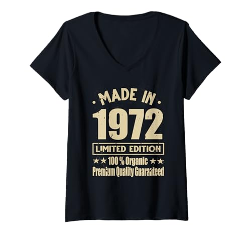 Damen Limitierte Auflage 1972 Geburtstag 1972 Geboren 1972 T-Shirt mit V-Ausschnitt Damen Limitierte Auflage 1972 Geburtstag 1972 Geboren 1972 T-Shirt mit V-Ausschnitt von Limited Edition 1972