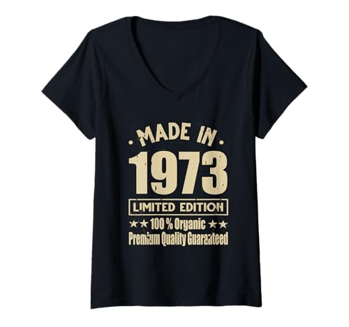 Damen Limitierte Auflage 1973 Geburtstag 1973 Geboren 1973 T-Shirt mit V-Ausschnitt von Limited Edition 1973