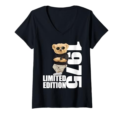 Damen Limited Edition 1975 Bär Bären Geburtstag 1975 Jahrgang 1975 T-Shirt mit V-Ausschnitt Damen Limited Edition 1975 Bär Bären Geburtstag 1975 Jahrgang 1975 T-Shirt mit V-Ausschnitt von Limited Edition 1975