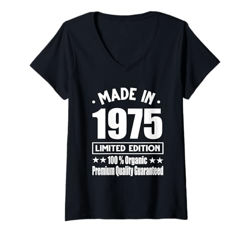 Damen Limitierte Auflage 1975 Geburtstag 1975 Geboren 1975 T-Shirt mit V-Ausschnitt von Limited Edition 1975