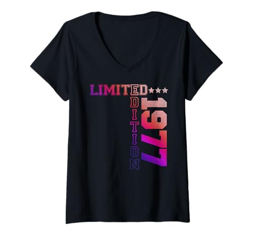 Damen 1977 Retro 1977 Vintage 1977 Limitierte Auflage T-Shirt mit V-Ausschnitt Damen 1977 Retro 1977 Vintage 1977 Limitierte Auflage T-Shirt mit V-Ausschnitt von Limited Edition 1977 Birthday Gift