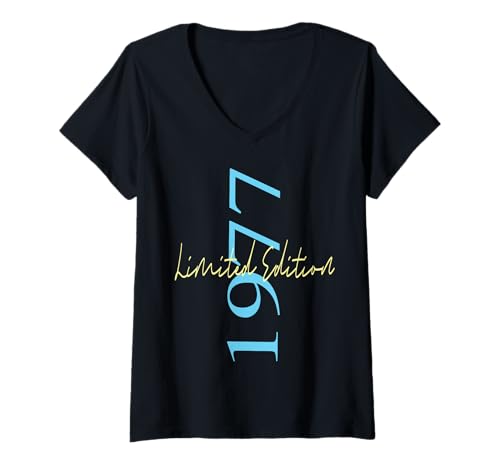 Damen Limitierte Auflage 1977 Geburtstag 1977 Born 1977 Vintage T-Shirt mit V-Ausschnitt Damen Limitierte Auflage 1977 Geburtstag 1977 Born 1977 Vintage T-Shirt mit V-Ausschnitt von Limited Edition 1977