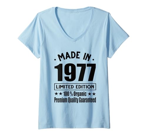 Damen Limitierte Auflage 1977 Geburtstag 1977 Geboren 1977 T-Shirt mit V-Ausschnitt Damen Limitierte Auflage 1977 Geburtstag 1977 Geboren 1977 T-Shirt mit V-Ausschnitt von Limited Edition 1977