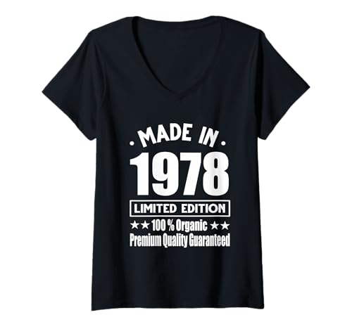 Damen Limitierte Auflage 1978 Geburtstag 1978 Geboren 1978 T-Shirt mit V-Ausschnitt Damen Limitierte Auflage 1978 Geburtstag 1978 Geboren 1978 T-Shirt mit V-Ausschnitt von Limited Edition 1978