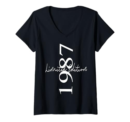 Damen Limitierte Auflage 1987 Geburtstag 1987 Born in 1987 Vintage T-Shirt mit V-Ausschnitt Damen Limitierte Auflage 1987 Geburtstag 1987 Born in 1987 Vintage T-Shirt mit V-Ausschnitt von Limited Edition 1987