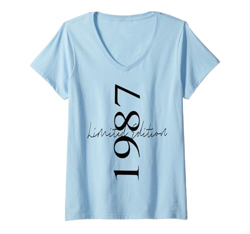 Damen Limitierte Auflage 1987 Geburtstag 1987 Born in 1987 Vintage T-Shirt mit V-Ausschnitt von Limited Edition 1987