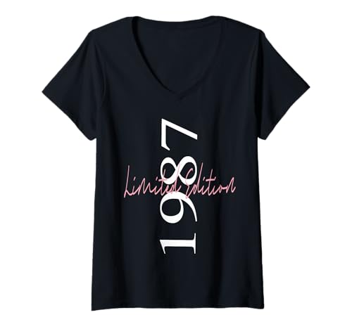Damen Limitierte Auflage 1987 Geburtstag 1987 Born in 1987 Vintage T-Shirt mit V-Ausschnitt Damen Limitierte Auflage 1987 Geburtstag 1987 Born in 1987 Vintage T-Shirt mit V-Ausschnitt von Limited Edition 1987
