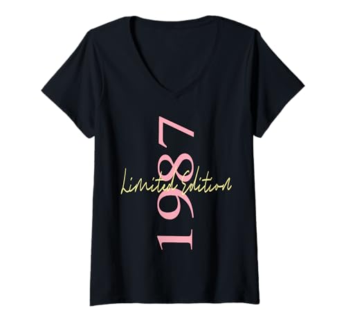Damen Limitierte Auflage 1987 Geburtstag 1987 Geboren 1987 Vintage T-Shirt mit V-Ausschnitt von Limited Edition 1987