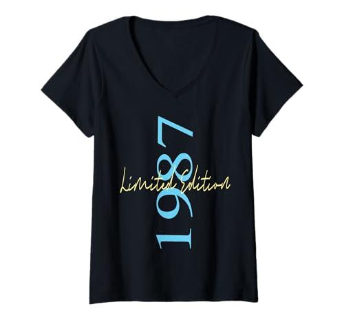 Damen Limitierte Auflage 1987 Geburtstag 1987 Geboren 1987 Vintage T-Shirt mit V-Ausschnitt Damen Limitierte Auflage 1987 Geburtstag 1987 Geboren 1987 Vintage T-Shirt mit V-Ausschnitt von Limited Edition 1987