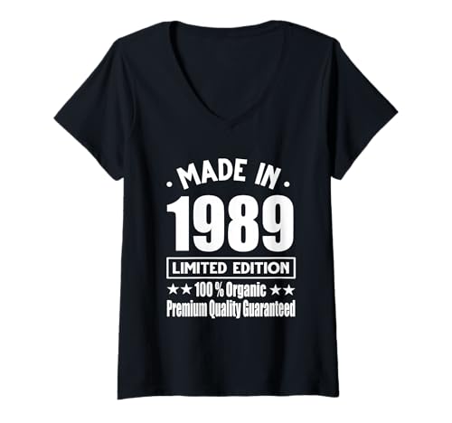 Damen Limitierte Auflage 1989 Geburtstag 1989 Geboren 1989 T-Shirt mit V-Ausschnitt von Limited Edition 1989