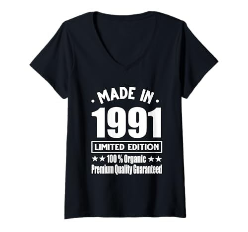 Damen Limitierte Auflage 1991 Geburtstag 1991 Geboren im Jahr 1991 T-Shirt mit V-Ausschnitt Damen Limitierte Auflage 1991 Geburtstag 1991 Geboren im Jahr 1991 T-Shirt mit V-Ausschnitt von Limited Edition 1991
