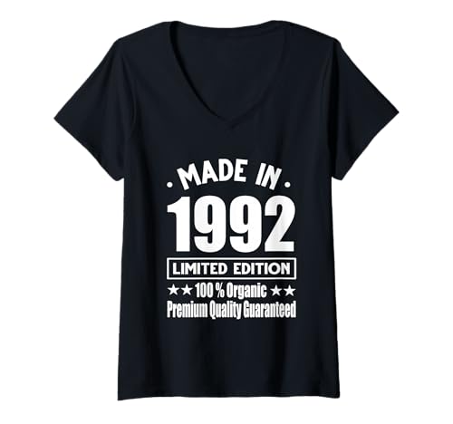 Damen Limitierte Auflage 1992 Geburtstag 1992 Geboren 1992 T-Shirt mit V-Ausschnitt Damen Limitierte Auflage 1992 Geburtstag 1992 Geboren 1992 T-Shirt mit V-Ausschnitt von Limited Edition 1992