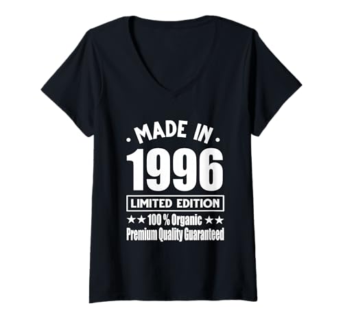 Damen Limitierte Auflage 1996 Geburtstag 1996 Geboren 1996 T-Shirt mit V-Ausschnitt Damen Limitierte Auflage 1996 Geburtstag 1996 Geboren 1996 T-Shirt mit V-Ausschnitt von Limited Edition 1996