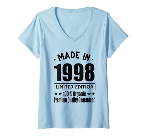 Damen Limitierte Auflage 1998 Geburtstag 1998 Geboren 1998 T-Shirt mit V-Ausschnitt Damen Limitierte Auflage 1998 Geburtstag 1998 Geboren 1998 T-Shirt mit V-Ausschnitt von Limited Edition 1998