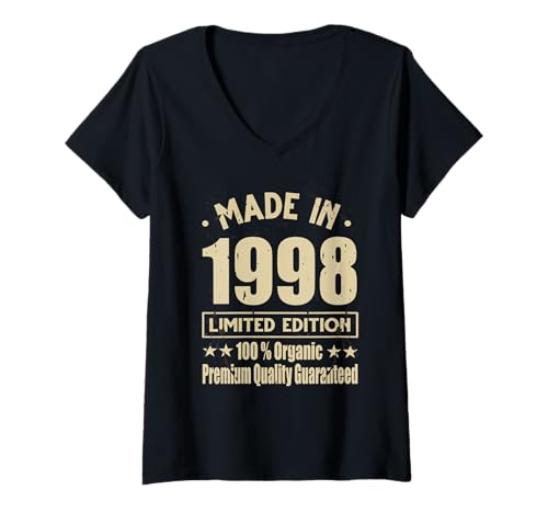 Damen Limitierte Auflage 1998 Geburtstag 1998 Geboren 1998 T-Shirt mit V-Ausschnitt Damen Limitierte Auflage 1998 Geburtstag 1998 Geboren 1998 T-Shirt mit V-Ausschnitt von Limited Edition 1998