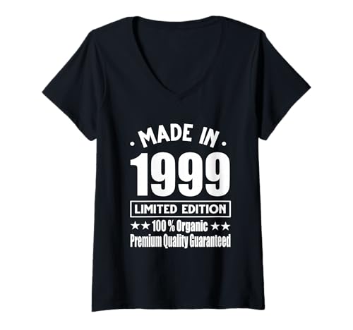 Damen Limitierte Auflage 1999 Geburtstag 1999 Geboren 1999 T-Shirt mit V-Ausschnitt Damen Limitierte Auflage 1999 Geburtstag 1999 Geboren 1999 T-Shirt mit V-Ausschnitt von Limited Edition 1999