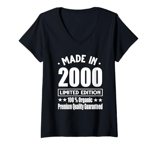 Damen Limitierte Auflage 2000 Geburtstag 2000 Born in 2000 T-Shirt mit V-Ausschnitt Damen Limitierte Auflage 2000 Geburtstag 2000 Born in 2000 T-Shirt mit V-Ausschnitt von Limited Edition 2000