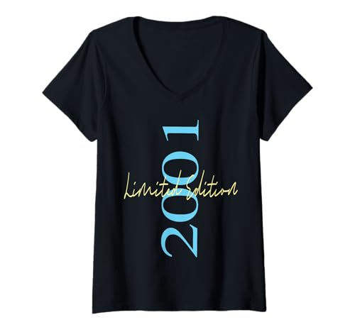 Damen Limitierte Auflage 2001 Geburtstag 2001 Geboren 2001 Vintage T-Shirt mit V-Ausschnitt von Limited Edition 2001
