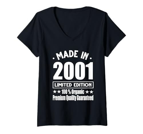 Damen Limitierte Auflage 2001 Geburtstag 2001 Geboren im Jahr 2001 T-Shirt mit V-Ausschnitt Damen Limitierte Auflage 2001 Geburtstag 2001 Geboren im Jahr 2001 T-Shirt mit V-Ausschnitt von Limited Edition 2001