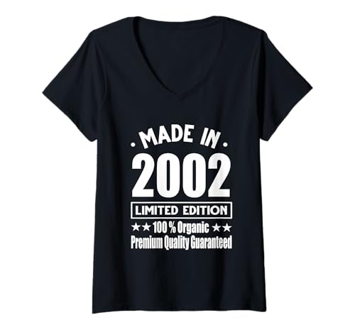 Damen Limitierte Auflage 2002 Geburtstag 2002 Geboren im Jahr 2002 T-Shirt mit V-Ausschnitt von Limited Edition 2002