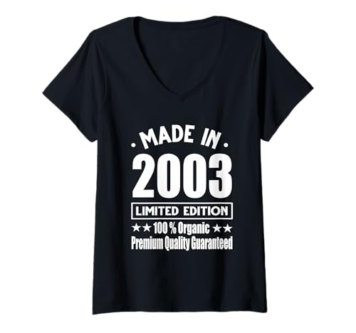 Damen Limitierte Auflage 2003 Geburtstag 2003 Geboren 2003 T-Shirt mit V-Ausschnitt von Limited Edition 2003