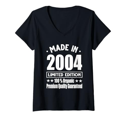 Damen Limitierte Auflage 2004 Geburtstag 2004 Geboren im Jahr 2004 T-Shirt mit V-Ausschnitt Damen Limitierte Auflage 2004 Geburtstag 2004 Geboren im Jahr 2004 T-Shirt mit V-Ausschnitt von Limited Edition 2004