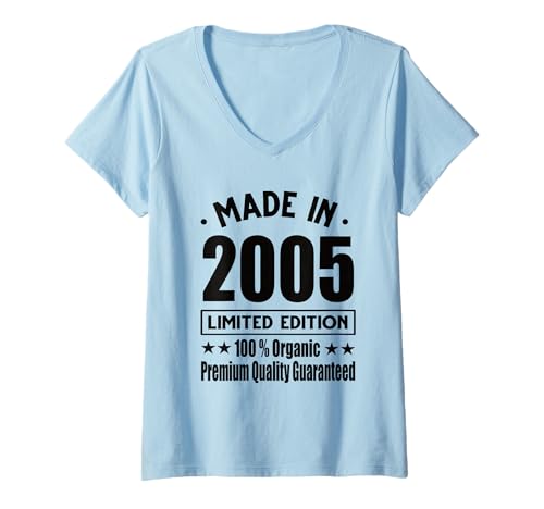 Damen Limitierte Auflage 2005 Geburtstag 2005 Geboren im Jahr 2005 T-Shirt mit V-Ausschnitt Damen Limitierte Auflage 2005 Geburtstag 2005 Geboren im Jahr 2005 T-Shirt mit V-Ausschnitt von Limited Edition 2005