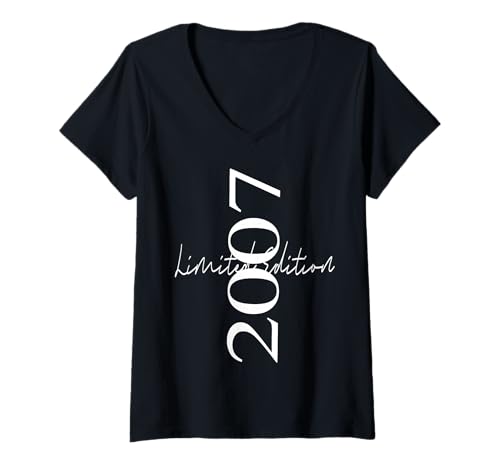 Damen Limitierte Auflage 2007 Geburtstag 2007 Geboren 2007 Vintage T-Shirt mit V-Ausschnitt von Limited Edition 2007