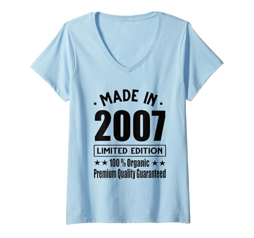 Damen Limitierte Auflage 2007 Geburtstag 2007 Geboren im Jahr 2007 T-Shirt mit V-Ausschnitt von Limited Edition 2007