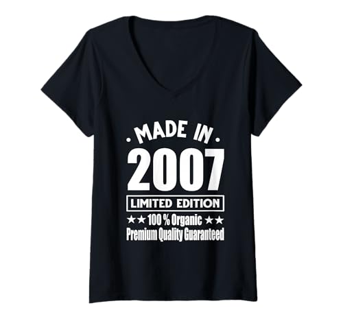 Damen Limitierte Auflage 2007 Geburtstag 2007 Geboren im Jahr 2007 T-Shirt mit V-Ausschnitt von Limited Edition 2007