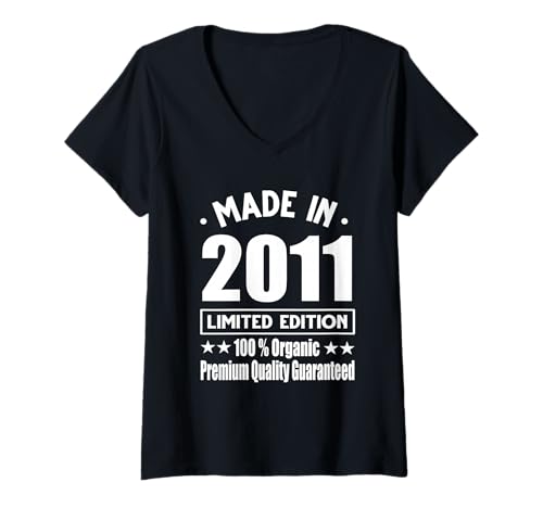 Damen Limitierte Auflage 2011 Geburtstag 2011 Geboren im Jahr 2011 T-Shirt mit V-Ausschnitt von Limited Edition 2011