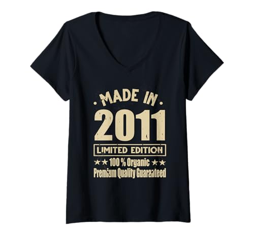 Damen Limitierte Auflage 2011 Geburtstag 2011 Geboren im Jahr 2011 T-Shirt mit V-Ausschnitt von Limited Edition 2011