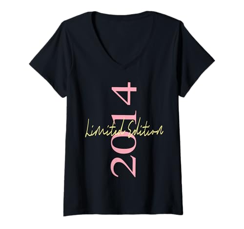 Damen Limitierte Auflage 2014 Geburtstag 2014 Geboren 2014 Vintage T-Shirt mit V-Ausschnitt Damen Limitierte Auflage 2014 Geburtstag 2014 Geboren 2014 Vintage T-Shirt mit V-Ausschnitt von Limited Edition 2014