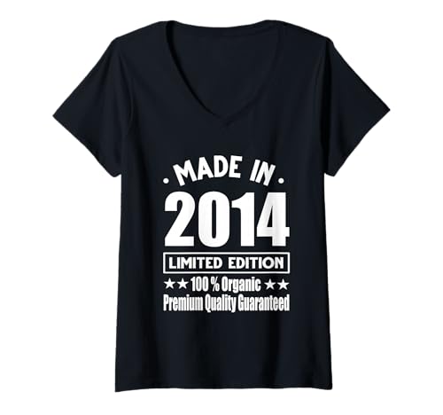 Damen Limitierte Auflage 2014 Geburtstag 2014 Geboren im Jahr 2014 T-Shirt mit V-Ausschnitt von Limited Edition 2014
