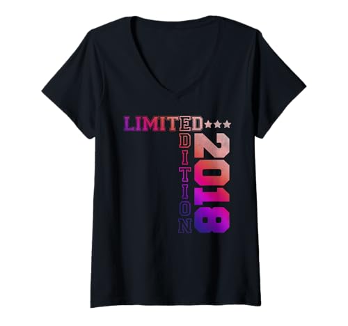 Damen 2018 Retro 2018 Vintage 2018 Limitierte Auflage T-Shirt mit V-Ausschnitt von Limited Edition 2018 Birthday Gift