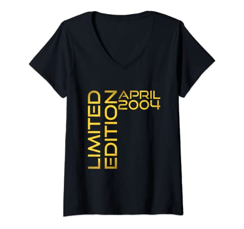 Damen April 2004 Limited Edition Geburtstag T-Shirt mit V-Ausschnitt Damen April 2004 Limited Edition Geburtstag T-Shirt mit V-Ausschnitt von Limited Edition Geburtstagssprüche