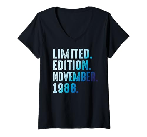 Damen November 1988 Jahr 1988 Retro 1988 Vintage Limited Edition T-Shirt mit V-Ausschnitt Damen November 1988 Jahr 1988 Retro 1988 Vintage Limited Edition T-Shirt mit V-Ausschnitt von Limited Edition November 1988 Legendary Year 1988