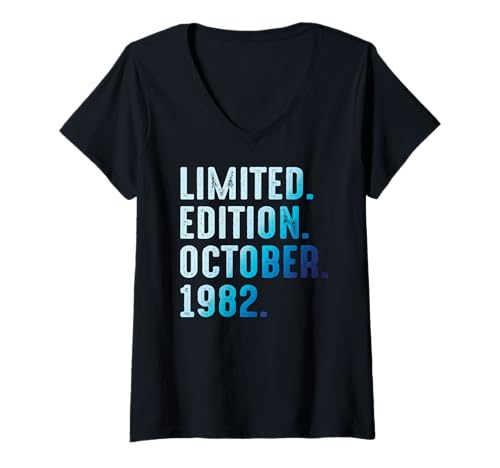 Damen Oktober 1982 Jahr 1982 Retro 1982 Vintage Limited Edition T-Shirt mit V-Ausschnitt Damen Oktober 1982 Jahr 1982 Retro 1982 Vintage Limited Edition T-Shirt mit V-Ausschnitt von Limited Edition October 1982 Legendary Year 1982