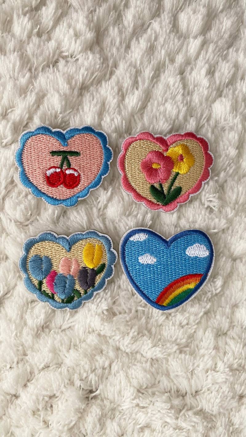3 cm Aufnäher Stickerei Herz Blumen Regenbogen Kirsche Kleidung, Kinder Baby Kleidung Accessoires, Jacke Patches, Nähen Handwerk Versorgung von LimitedSelection